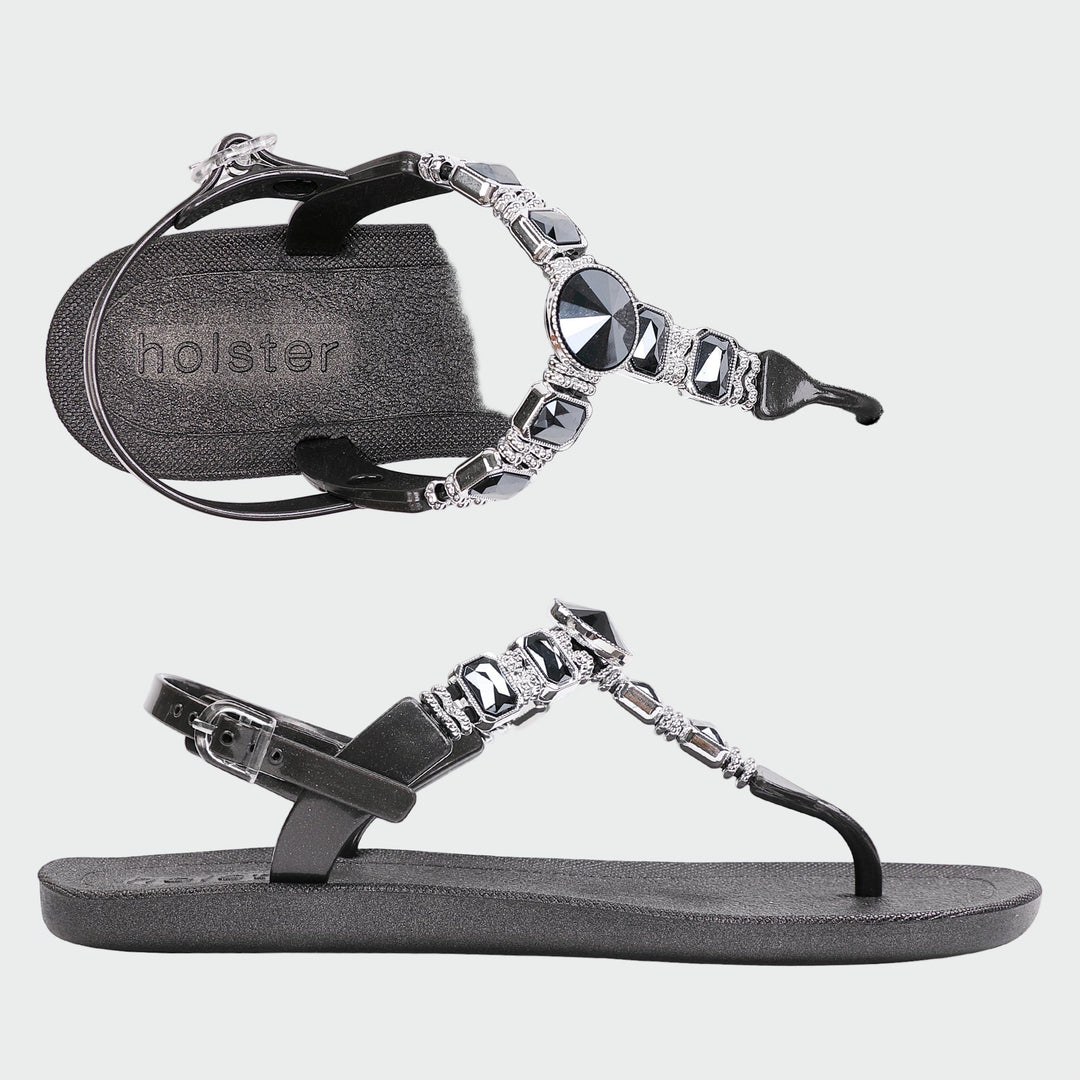 Holster Gemstone T-Strap Sandals – Black Jasmine's Boutique Australia