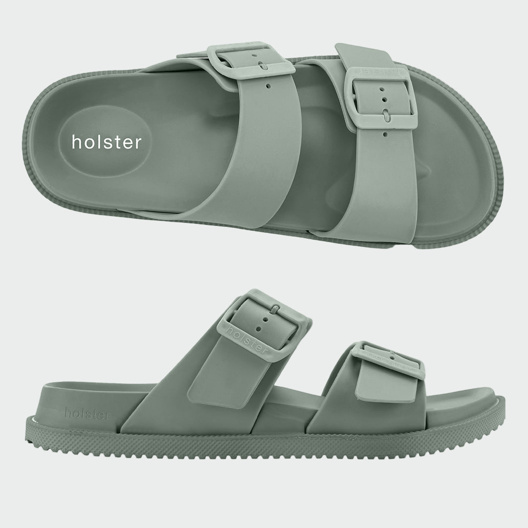 Sage Green Double Buckle Sandals Jasmine's Boutique Australia