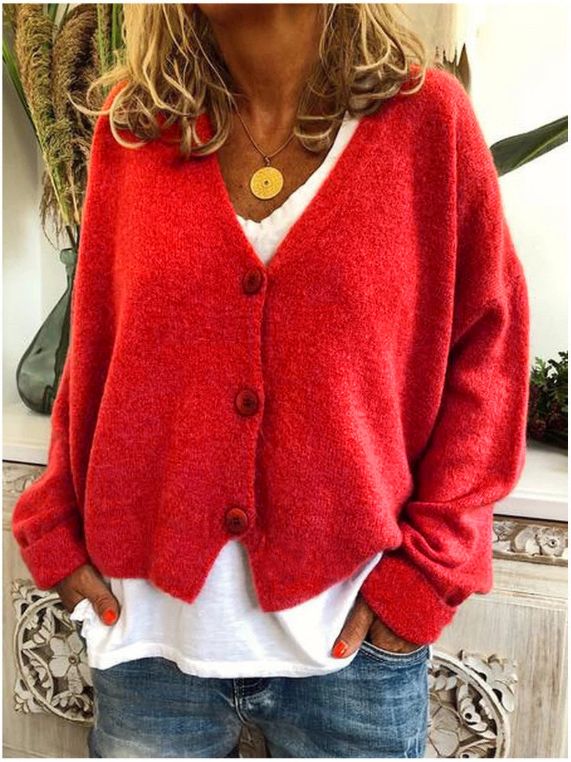 Erin | Elegant Knit Cardigan  Liora Lane Boutique #1704 Shannon Red / UK 18-20 (3XL) 29.95