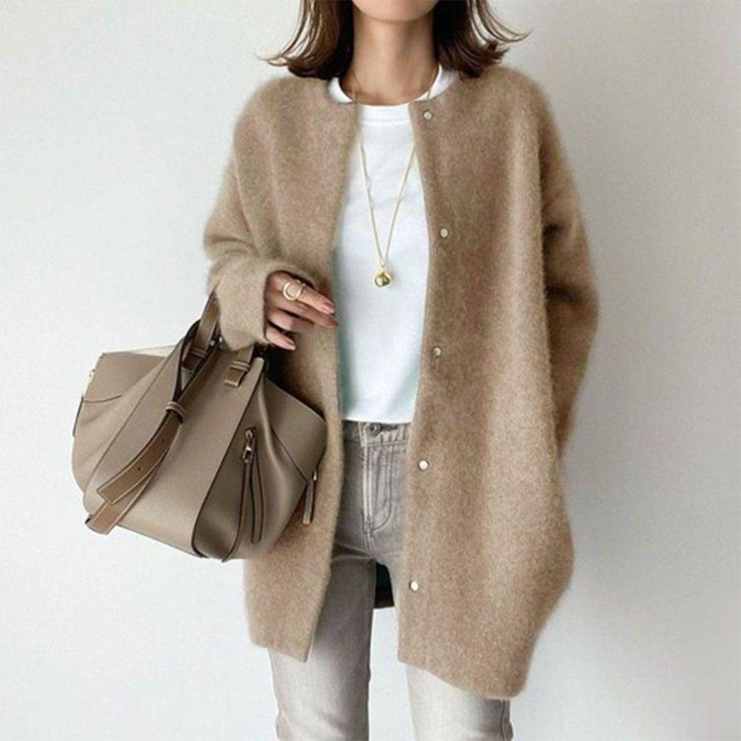 Chloe | Elegant Cashmere Cardigan  Liora Lane Boutique Clothing Khaki / UK 20 (3XL) 44.95