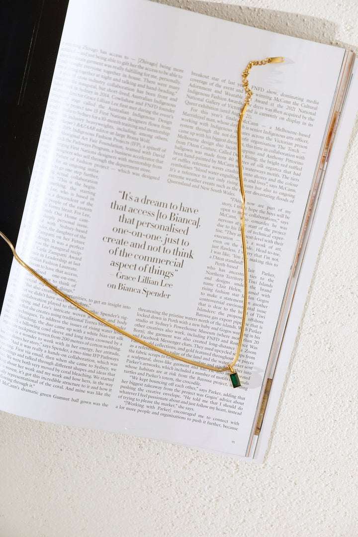 18 Karat Gold-Plated Engravings Of Mine Necklace Green Jasmine's Boutique Australia