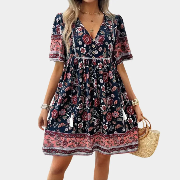Airy Bohemian Dress with Pattern and Embroidery Jasmine's Boutique Australia