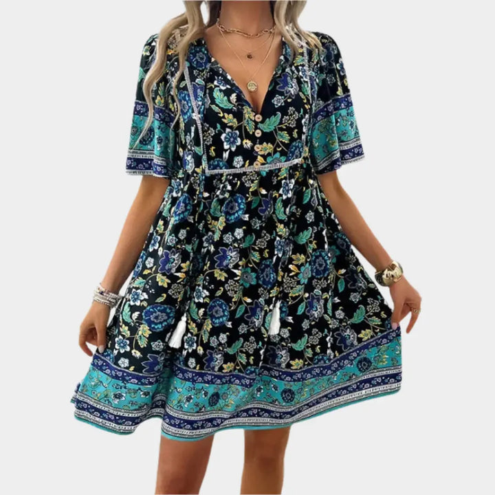Airy Bohemian Dress with Pattern and Embroidery Jasmine's Boutique Australia