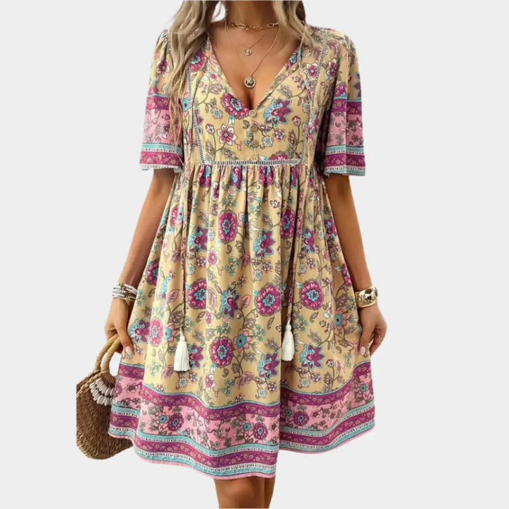 Airy Bohemian Dress with Pattern and Embroidery Jasmine's Boutique Australia