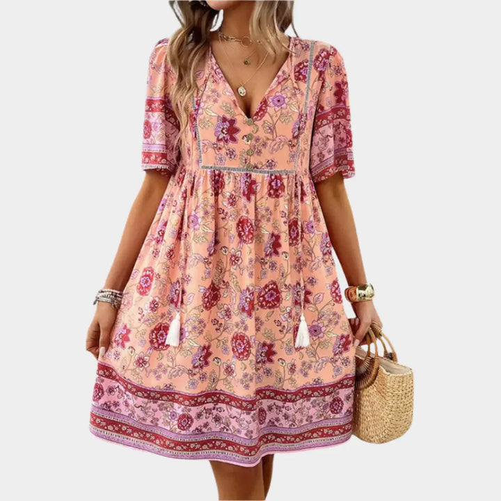 Airy Bohemian Dress with Pattern and Embroidery Jasmine's Boutique Australia
