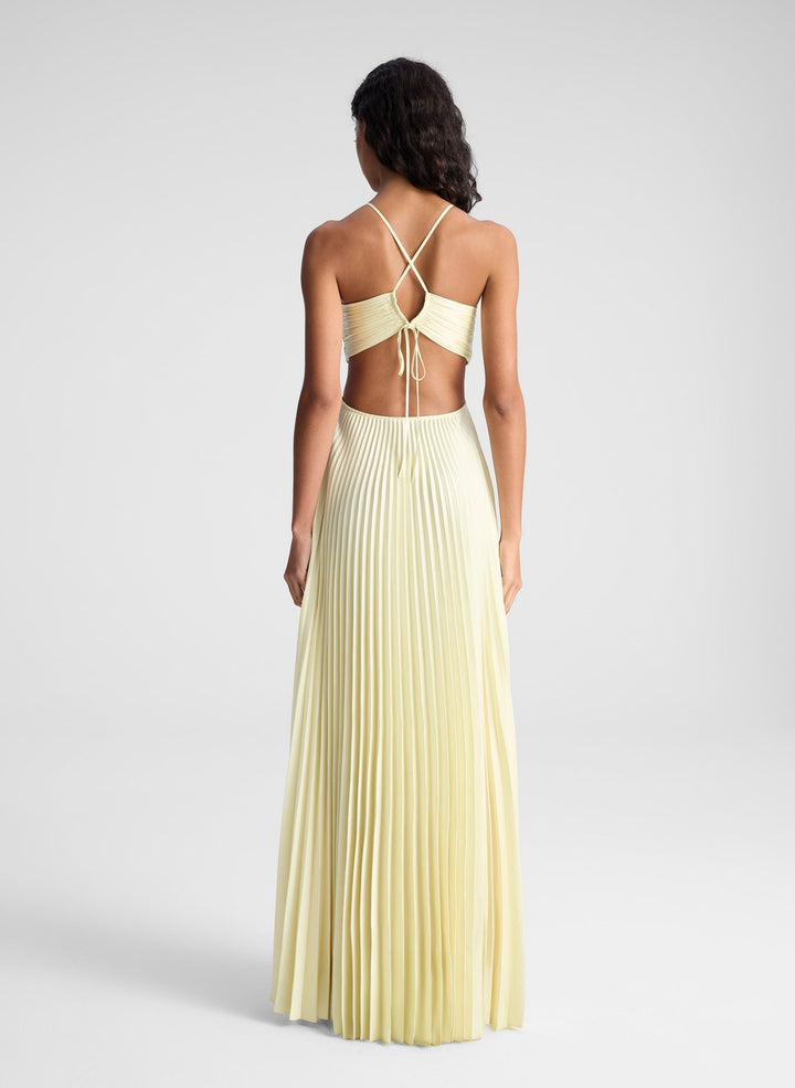 Golden Radiance Pleated Halter Maxi Dress Jasmine's Boutique Australia