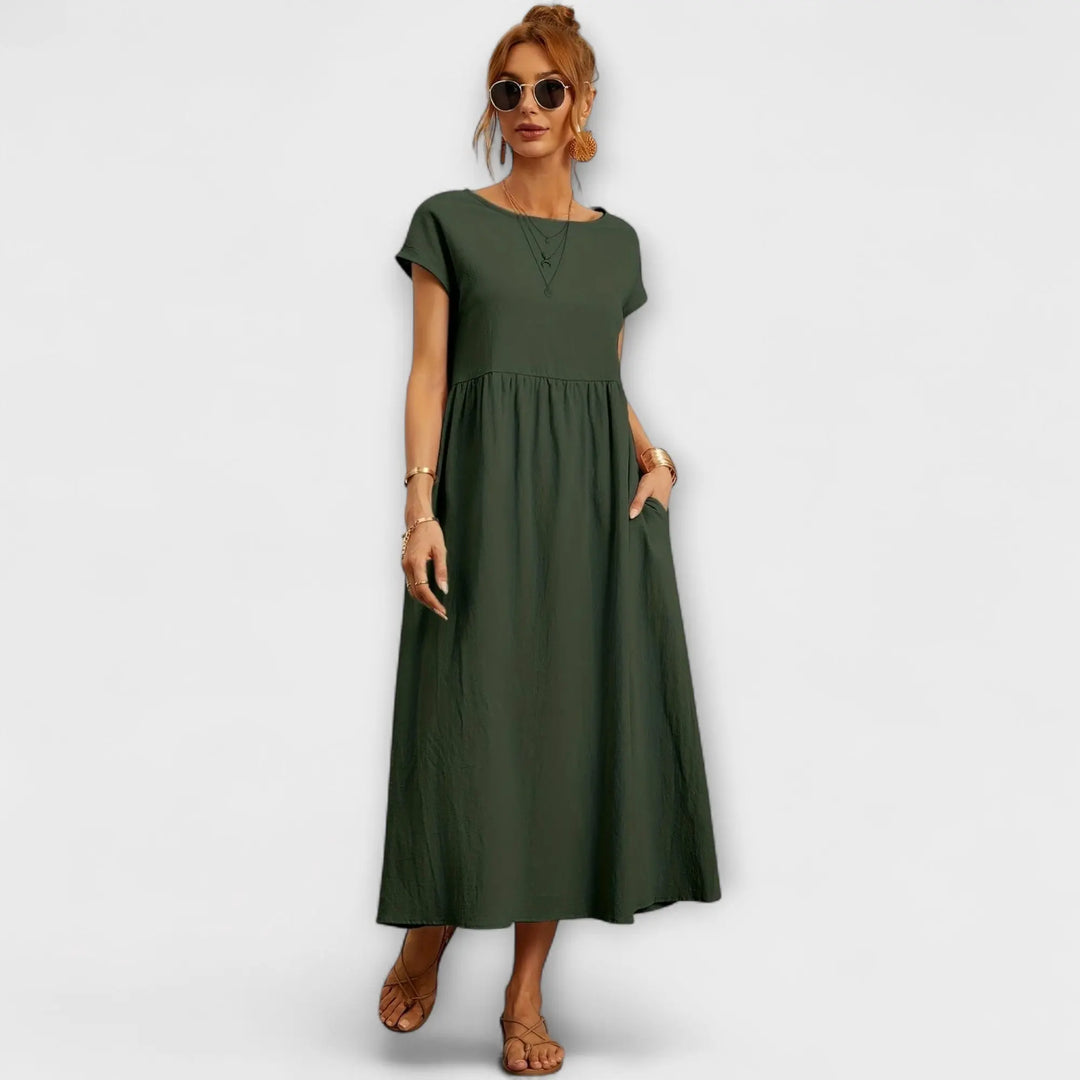 Midi Dress with Simple Line and Side Pockets Jasmine's Boutique Australia