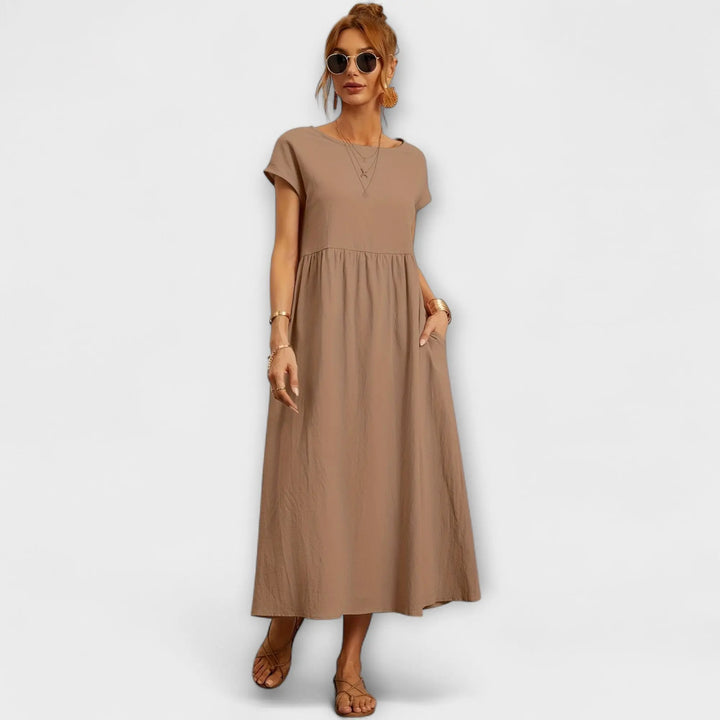 Midi Dress with Simple Line and Side Pockets Jasmine's Boutique Australia