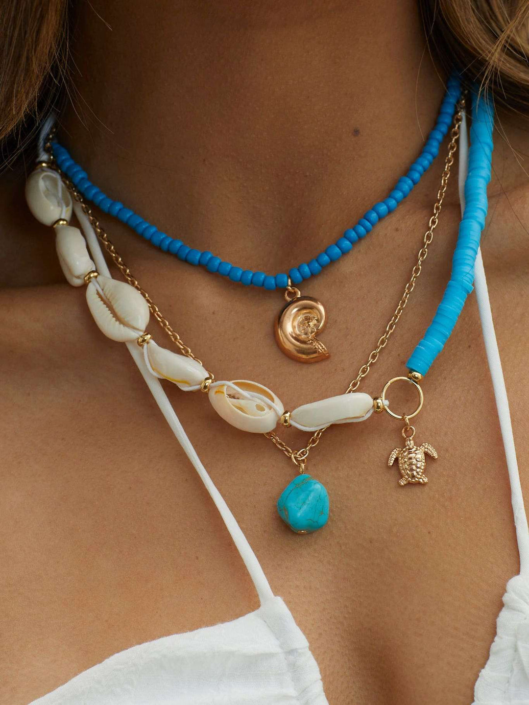 Bora Bora Shell Necklace in Multi-Layered Gold Jasmine's Boutique Australia