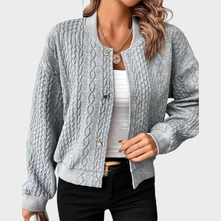 Ivory Cable Knit Snap Jacket Jasmine's Boutique Australia