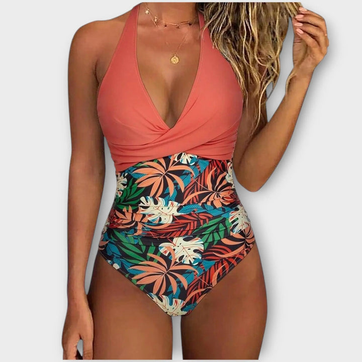 Sunset Palms Wrap Halter One-Piece Jasmine's Boutique Australia