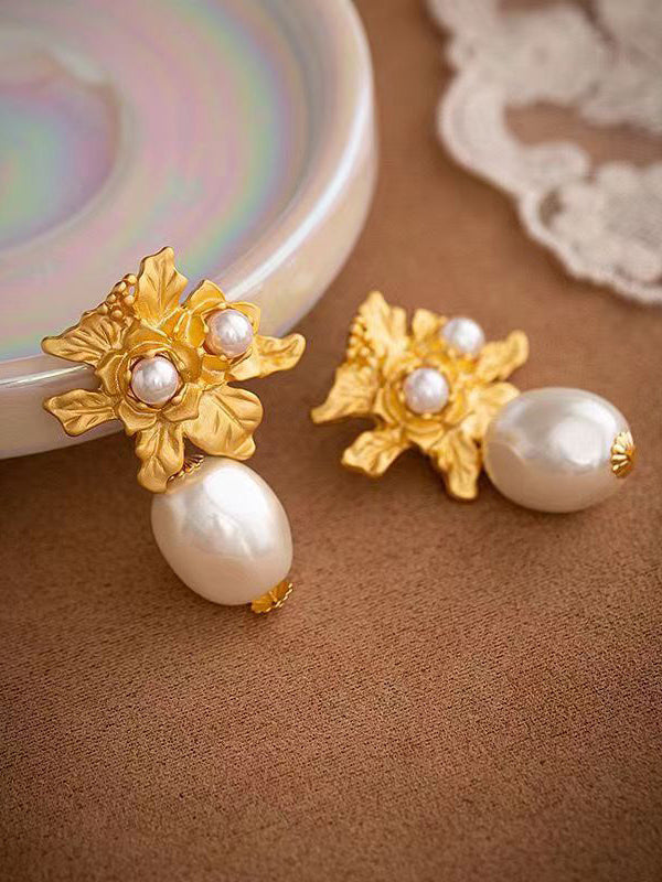 Pink Vintage Baroque Pearl Stud Earrings Jasmine's Boutique Australia