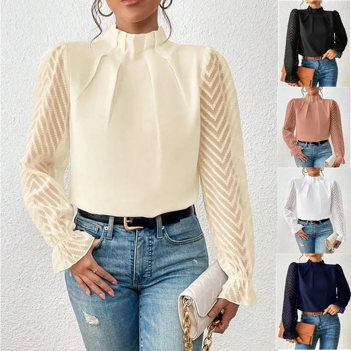 Sheer Elegance Pleated Sleeve Blouse Jasmine's Boutique Australia