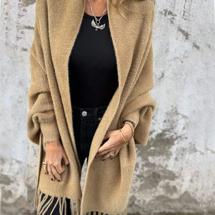Charcoal Fringe Open-Front Cardigan Jasmine's Boutique Australia