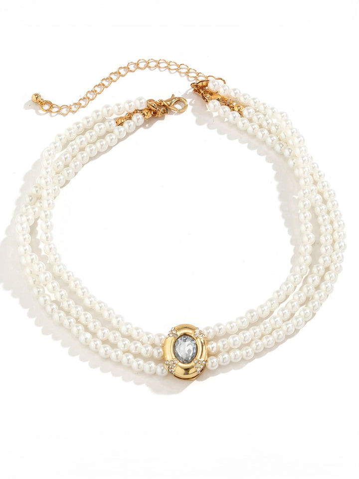 Short necklace made of faux pearls and turquoise beads Jasmine's Boutique Australia