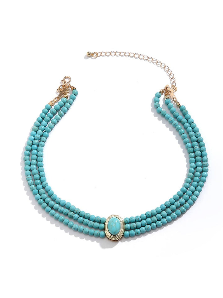 Short necklace made of faux pearls and turquoise beads Jasmine's Boutique Australia
