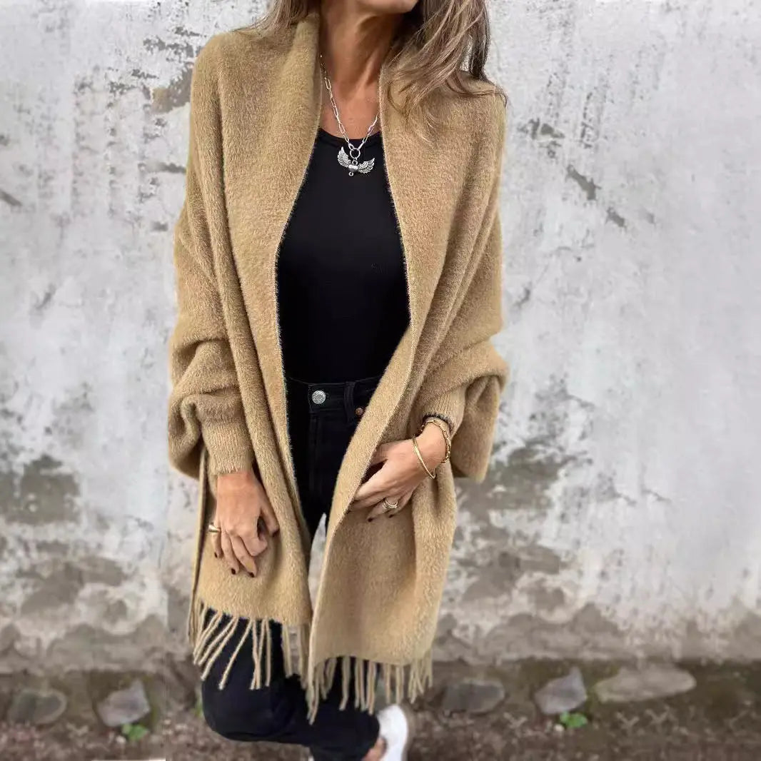 Charcoal Fringe Open-Front Cardigan Jasmine's Boutique Australia