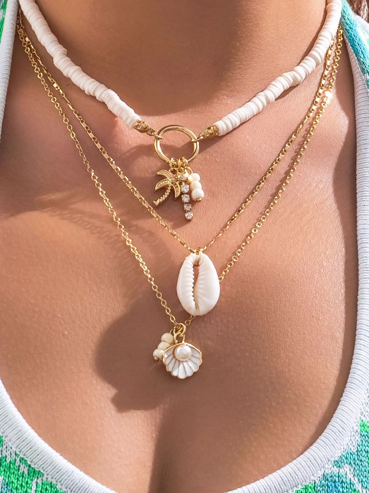 Layered Shell And Sunflower Pendant Necklace Jasmine's Boutique Australia