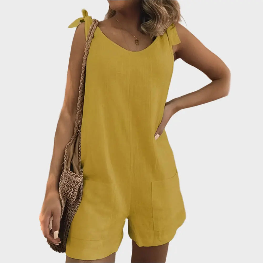 Full-Body Jumpsuit with Straps-Bow and Pockets Jasmine's Boutique Australia
