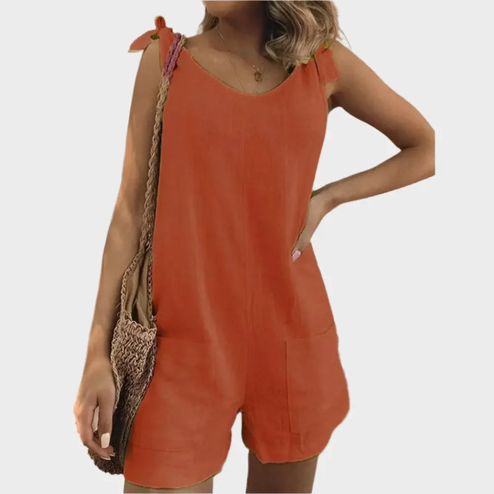 Full-Body Jumpsuit with Straps-Bow and Pockets Jasmine's Boutique Australia