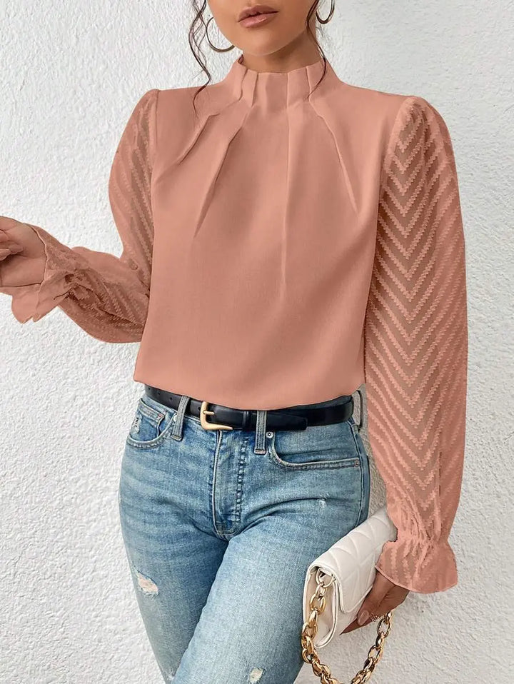 Sheer Elegance Pleated Sleeve Blouse Jasmine's Boutique Australia