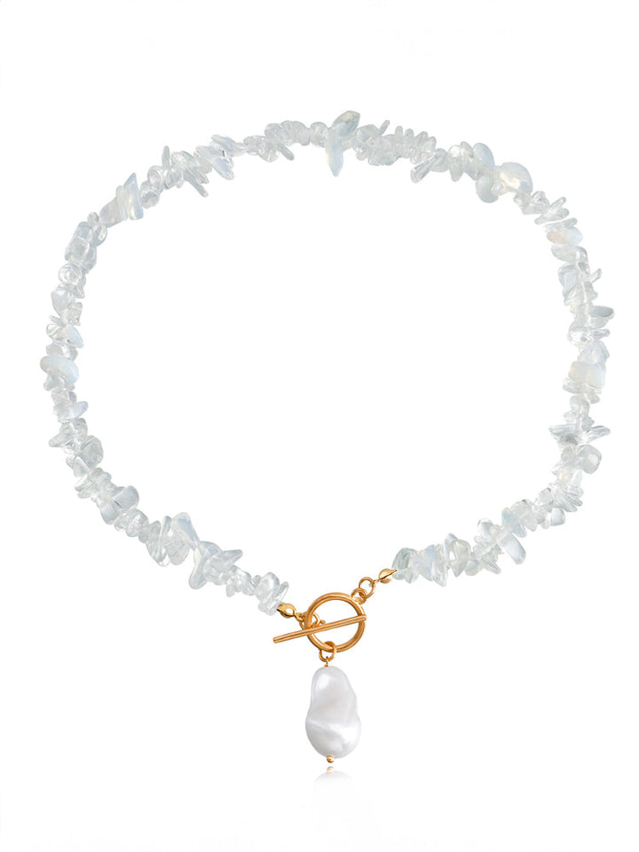 Coral Chip & Pearl Necklace Statement Jasmine's Boutique Australia