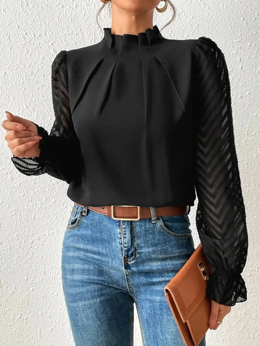 Sheer Elegance Pleated Sleeve Blouse Jasmine's Boutique Australia