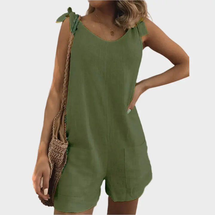 Full-Body Jumpsuit with Straps-Bow and Pockets Jasmine's Boutique Australia
