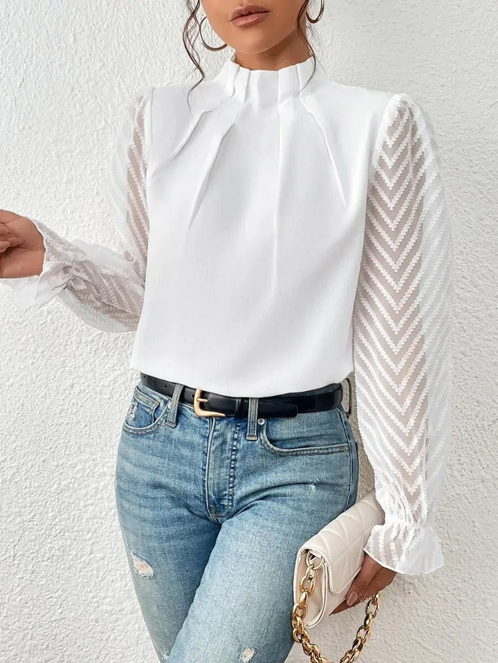 Sheer Elegance Pleated Sleeve Blouse Jasmine's Boutique Australia