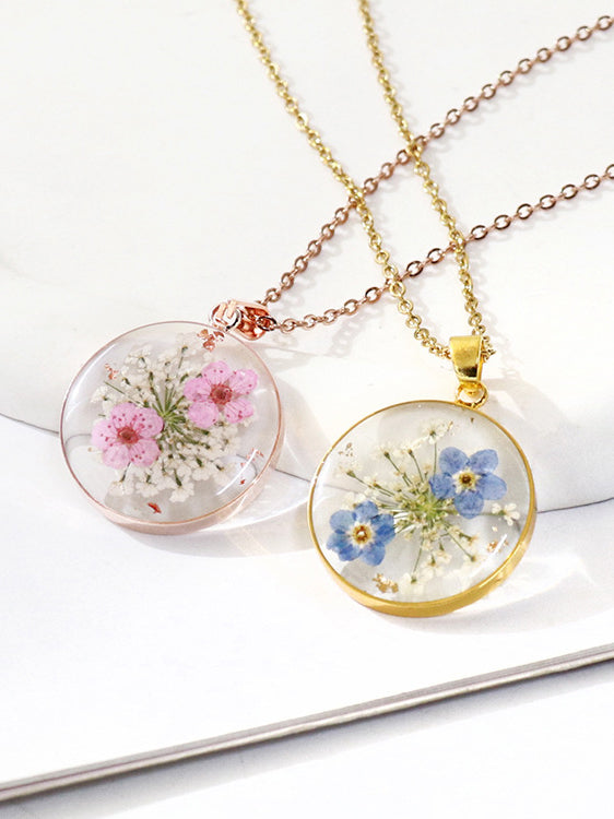 Real Dried Forget-Me-Not Flower Necklace Jasmine's Boutique Australia