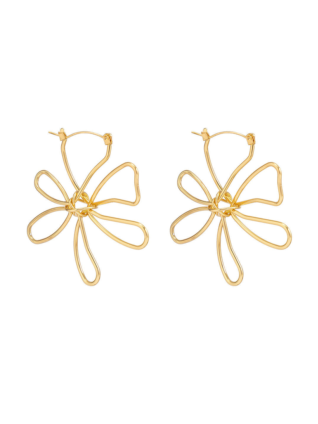 Modern metallic shiny earrings with large flowers Jasmine's Boutique Australia
