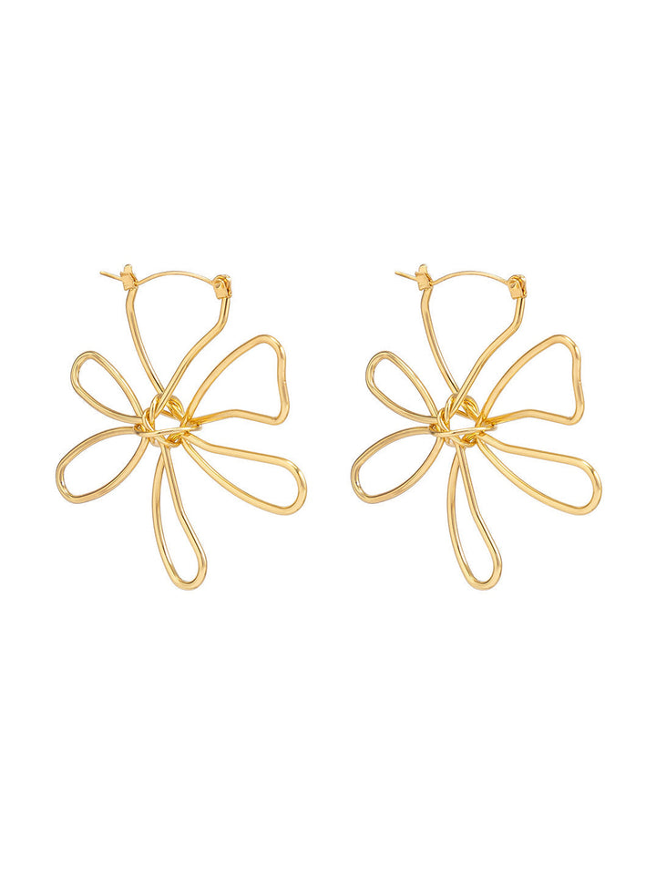 Modern metallic shiny earrings with large flowers Jasmine's Boutique Australia