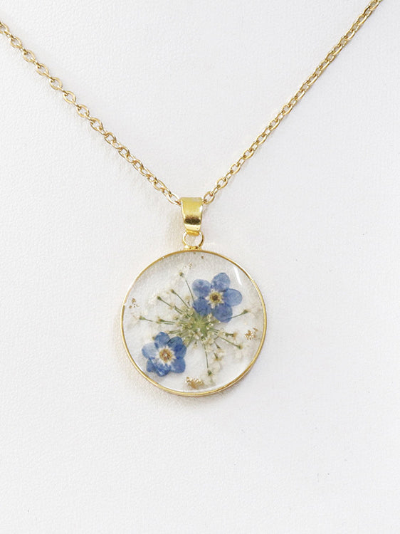 Real Dried Forget-Me-Not Flower Necklace Jasmine's Boutique Australia