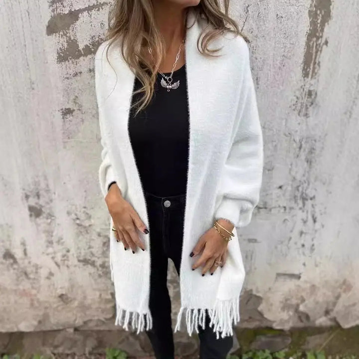 Charcoal Fringe Open-Front Cardigan Jasmine's Boutique Australia