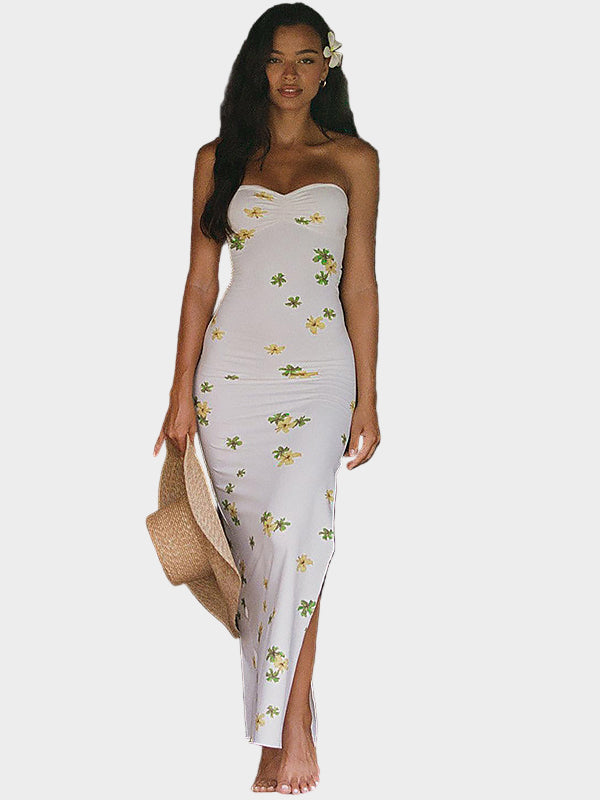 Strapless maxi dress with floral print Jasmine's Boutique Australia