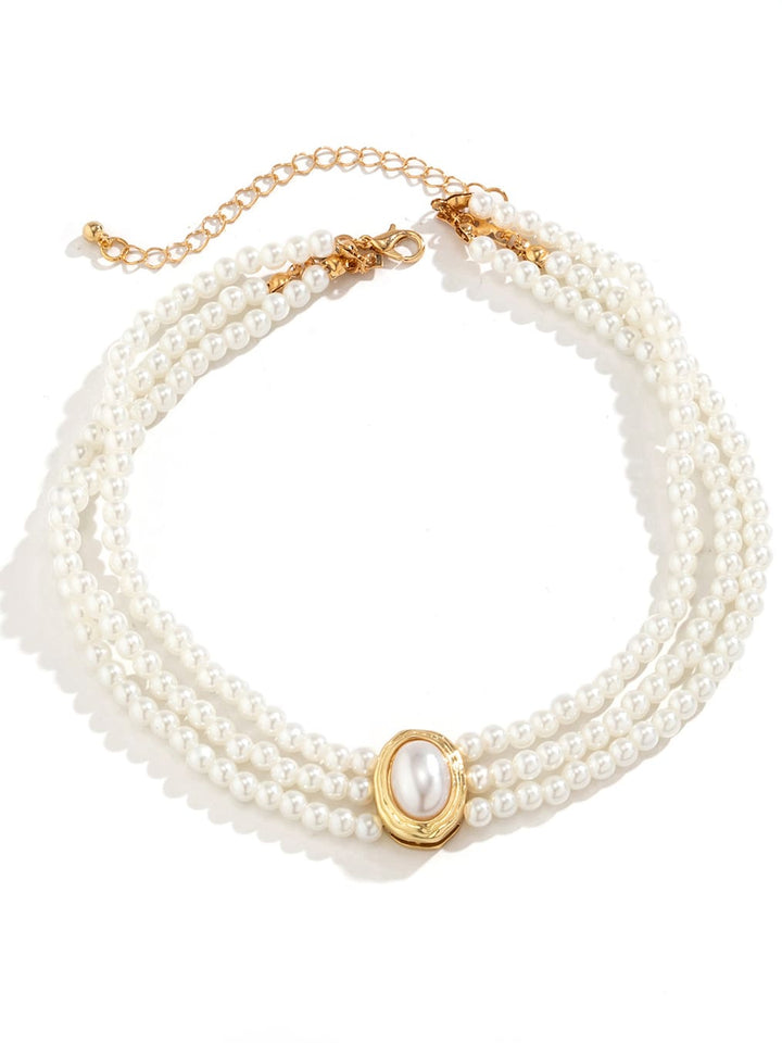 Short necklace made of faux pearls and turquoise beads Jasmine's Boutique Australia