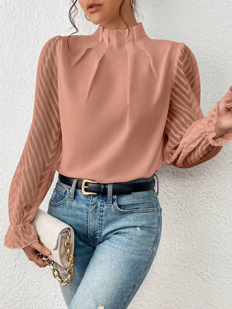 Sheer Elegance Pleated Sleeve Blouse Jasmine's Boutique Australia