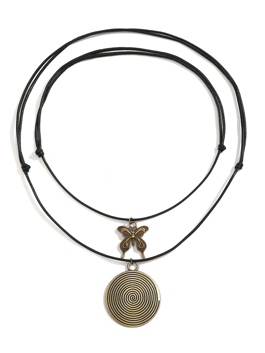 Long Necklace with Wooden Disc and Beads Jasmine's Boutique Australia