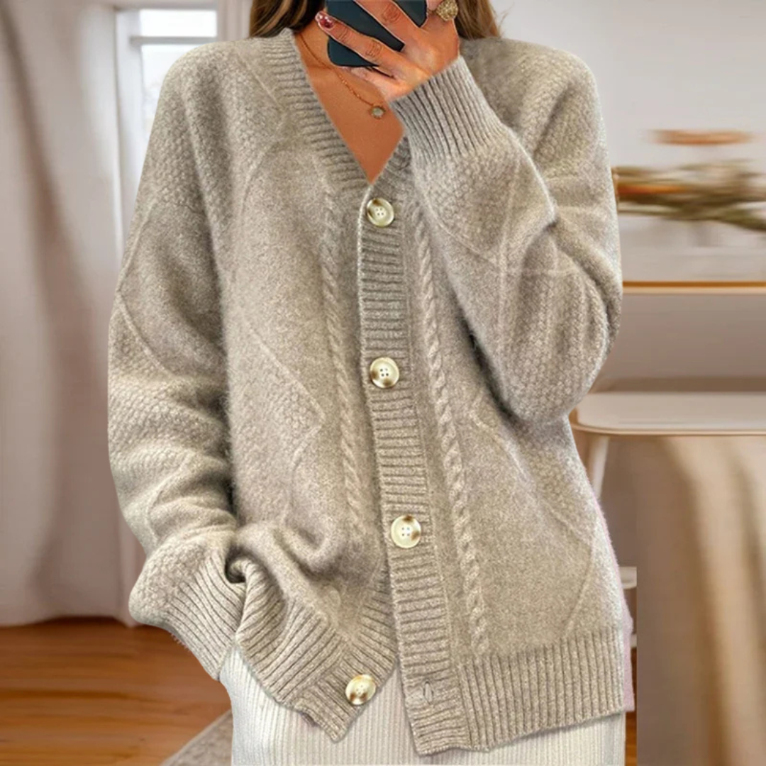 Sophie | Cable-Knit Cardigan  Liora Lane Boutique  Grey / UK 16-18 (XL) 34.95