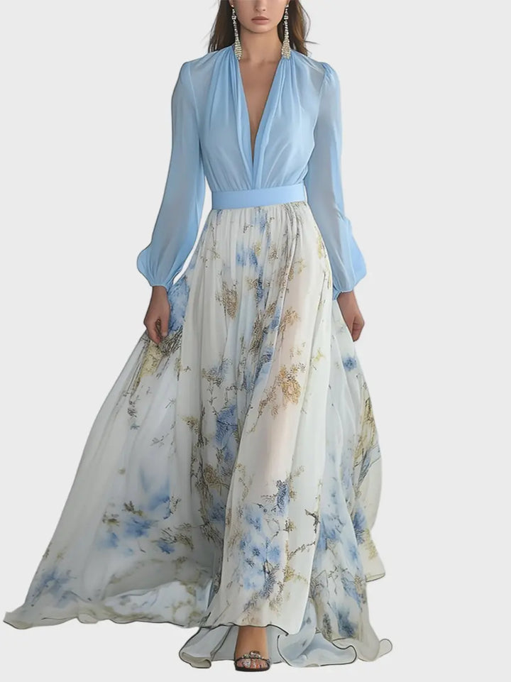 Sky Blue Floral Elegance Dress Jasmine's Boutique Australia
