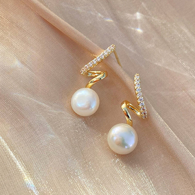 Pearl Earrings with Zirconia in Gold Jasmine's Boutique Australia