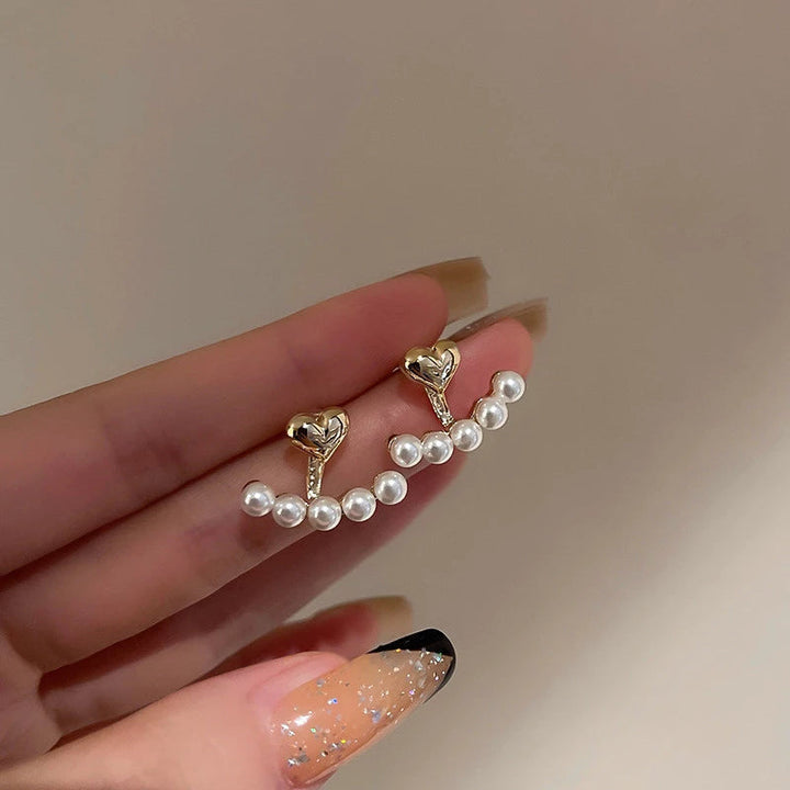 Dangling Pearl Heart Earrings in Gold Jasmine's Boutique Australia