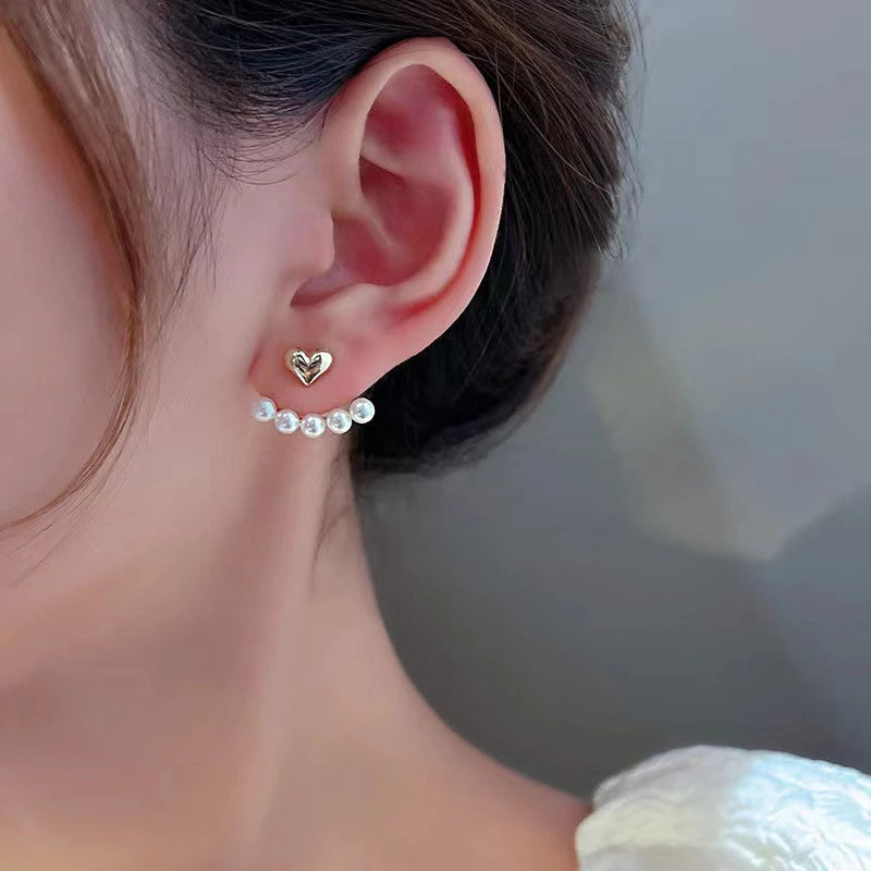 Dangling Pearl Heart Earrings in Gold Jasmine's Boutique Australia