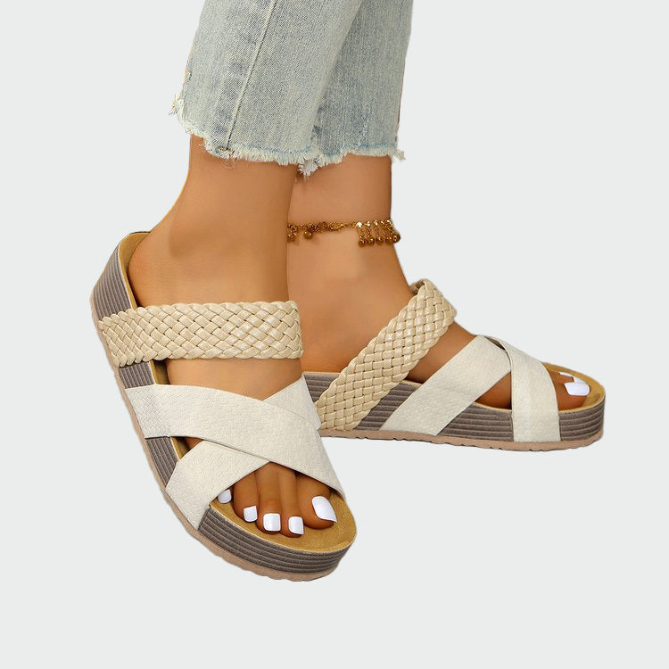 Brown Woven Strap Platform Sandals Jasmine's Boutique Australia