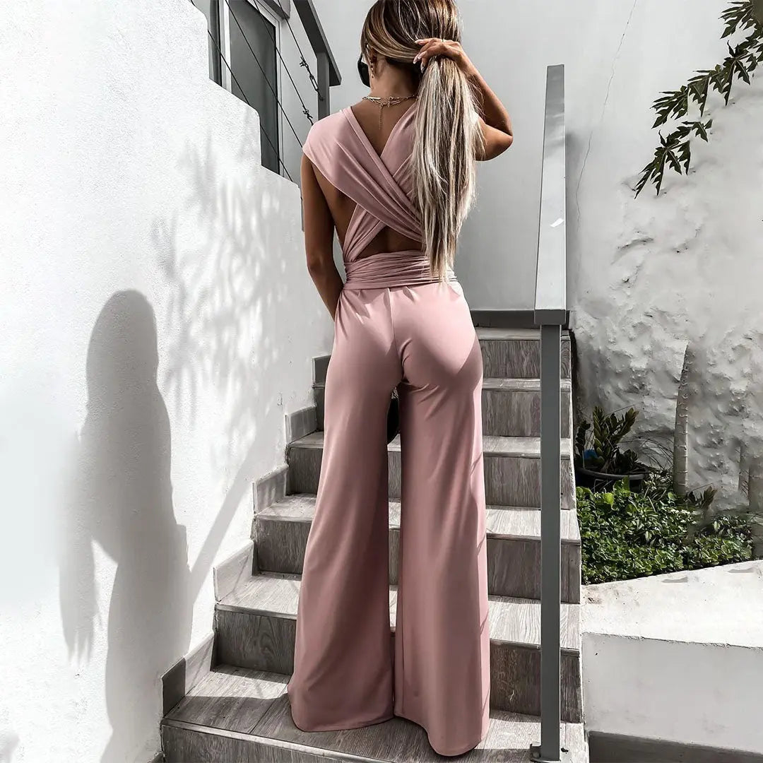 Satin Wrap Wide-Leg Jumpsuit Jasmine's Boutique Australia