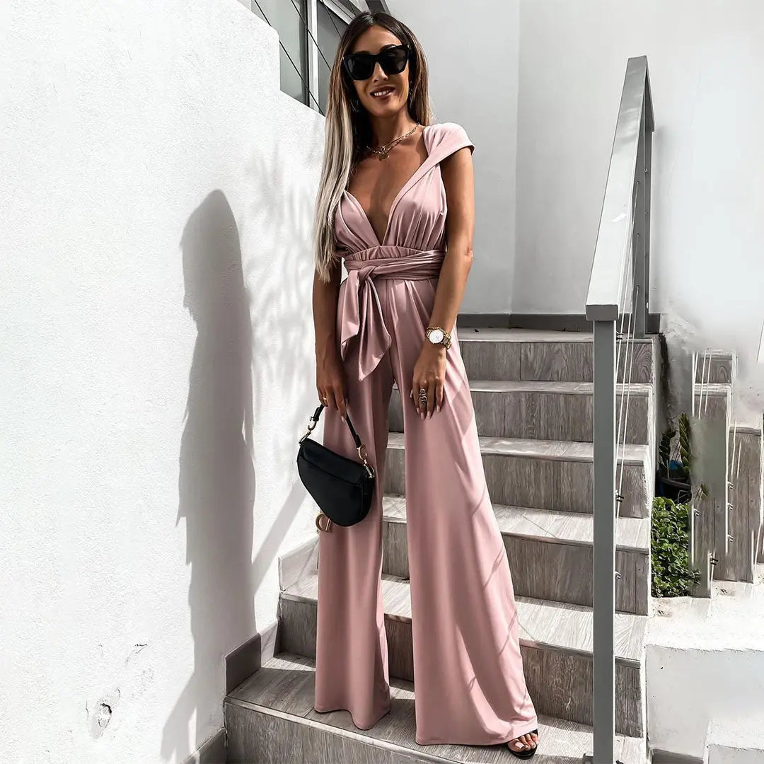 Satin Wrap Wide-Leg Jumpsuit Jasmine's Boutique Australia