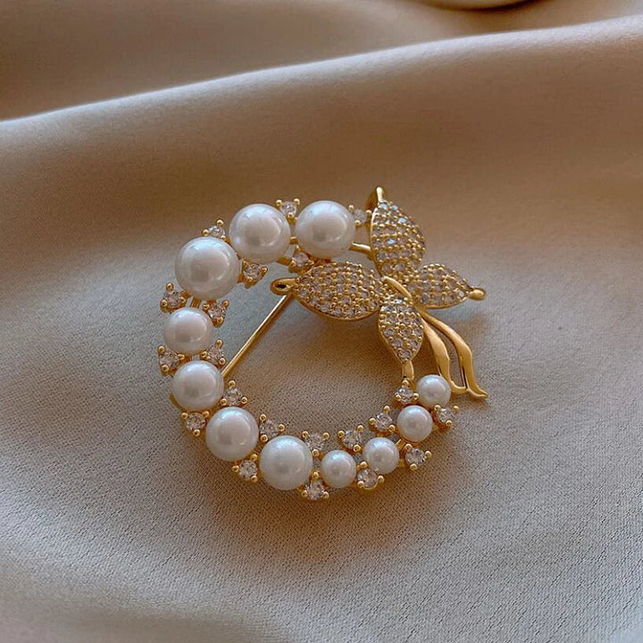 Vintage Butterfly Brooch with Pearls and Diamonds in Gold Jasmine's Boutique Australia