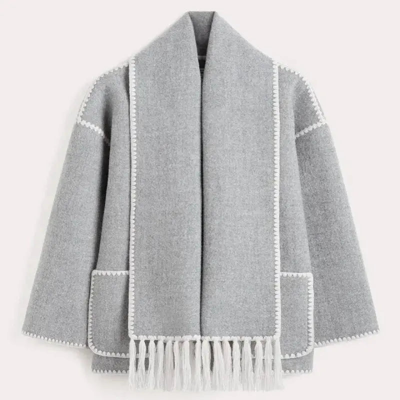 Midnight Stitch Wool Coat with Scarf Jasmine's Boutique Australia