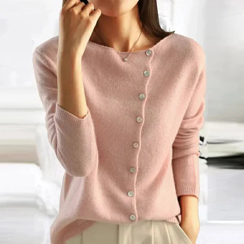 Blush Elegance Asymmetric Button Sweater Jasmine's Boutique Australia