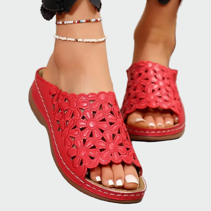 Navy Floral Cutout Sandals Jasmine's Boutique Australia